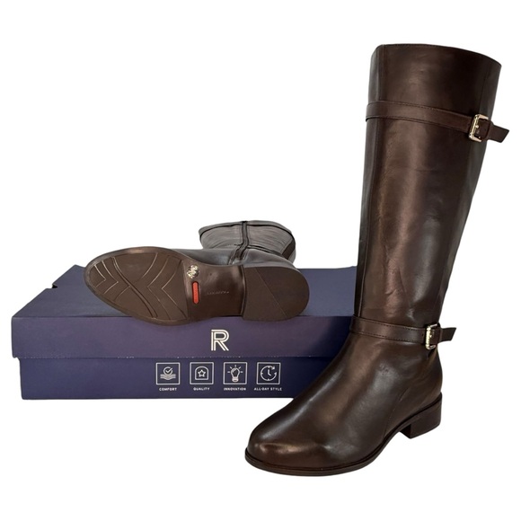 Rockport Harper Brown Leather Knee High Wide Calf Womens Boots Size 6.5M - Picture 13 of 16
